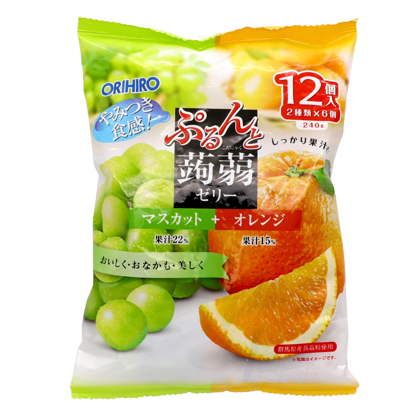 オリヒロプランデュ ぷるんと蒟蒻ゼリーパウチ マスカット+オレンジ 12個入