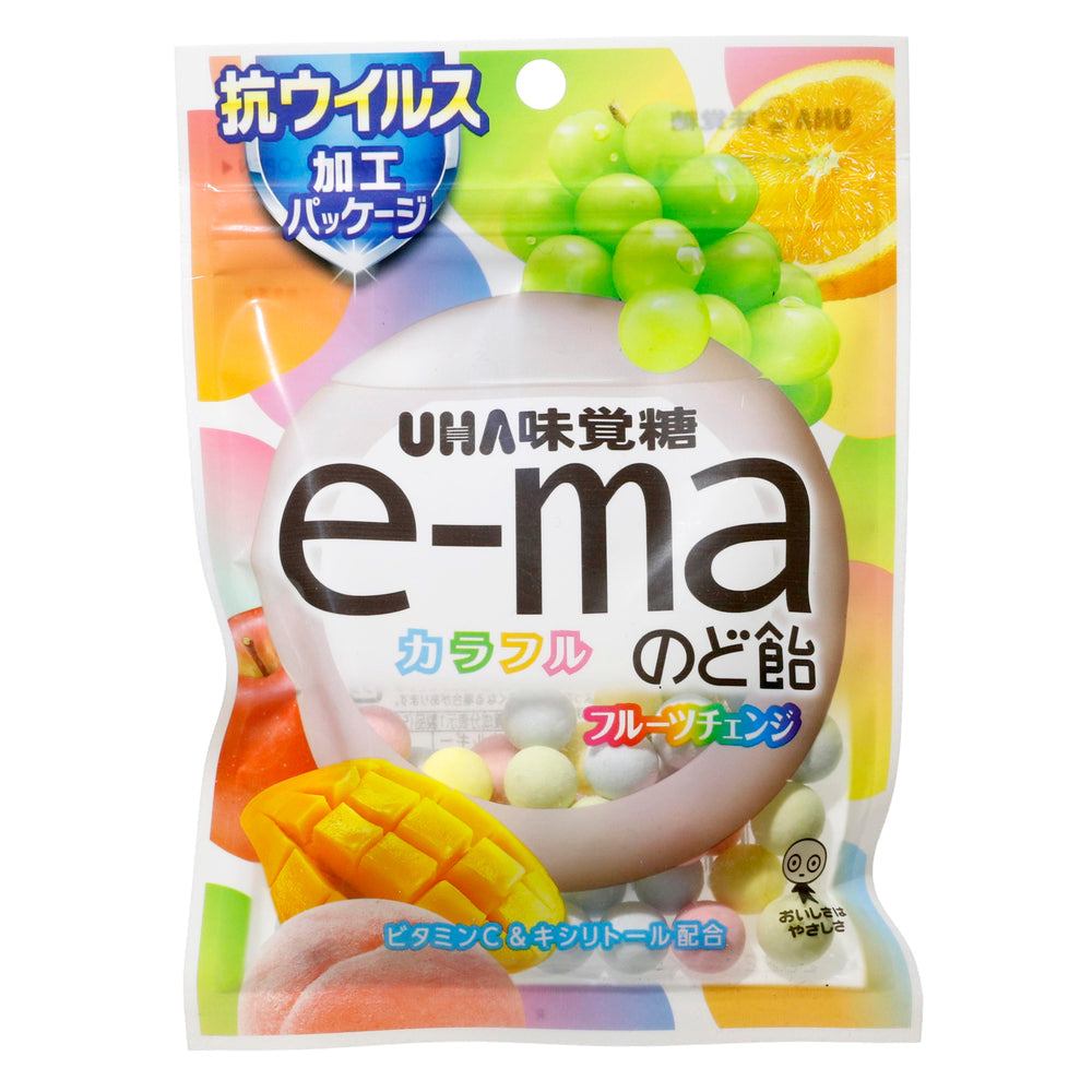 ＵＨＡ味覚糖　イーマのど飴袋　カラフルフルーツチェンジ　５０ｇ